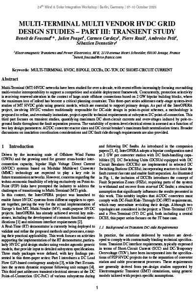 Multi-Terminal Multi-Vendor HVDC Grid Design Studies – Part III: Transient Study