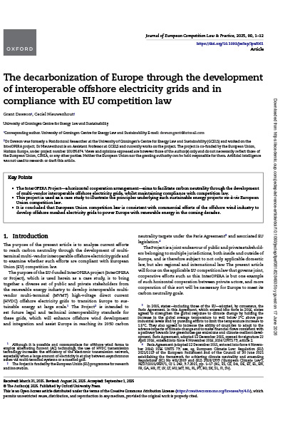 Decarbonising Europe through the Development of Interoperable Offshore Electricity Grids